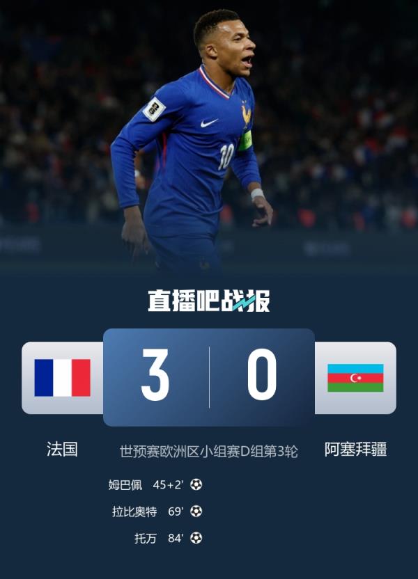  自2022年对阵科特迪瓦以来，法国首次在单场比赛没有派出巴黎球员
