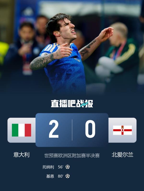  一步之遥！意大利进附加赛决赛将战威尔士/波黑 有望时隔两届重返